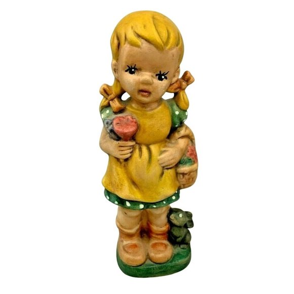 Boy and Girl Ceramic Figurines w/ Pig & Bunny Rabbit 8" Tall Hollow - Picture 4 of 9